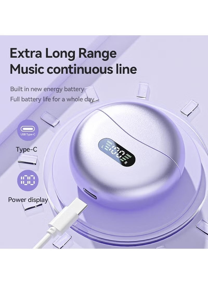 NexusTek 【2026 Flagship Edition】 TWC True Wireless Bluetooth Earbuds, Bluetooth 5.49 Ultra-Low Latency, 8H Single Charge, 60H Total Playback, LED Power Display, Immersive Sound, Compatible with Apple/Huawei etc. (Premium Purple) - Image 3